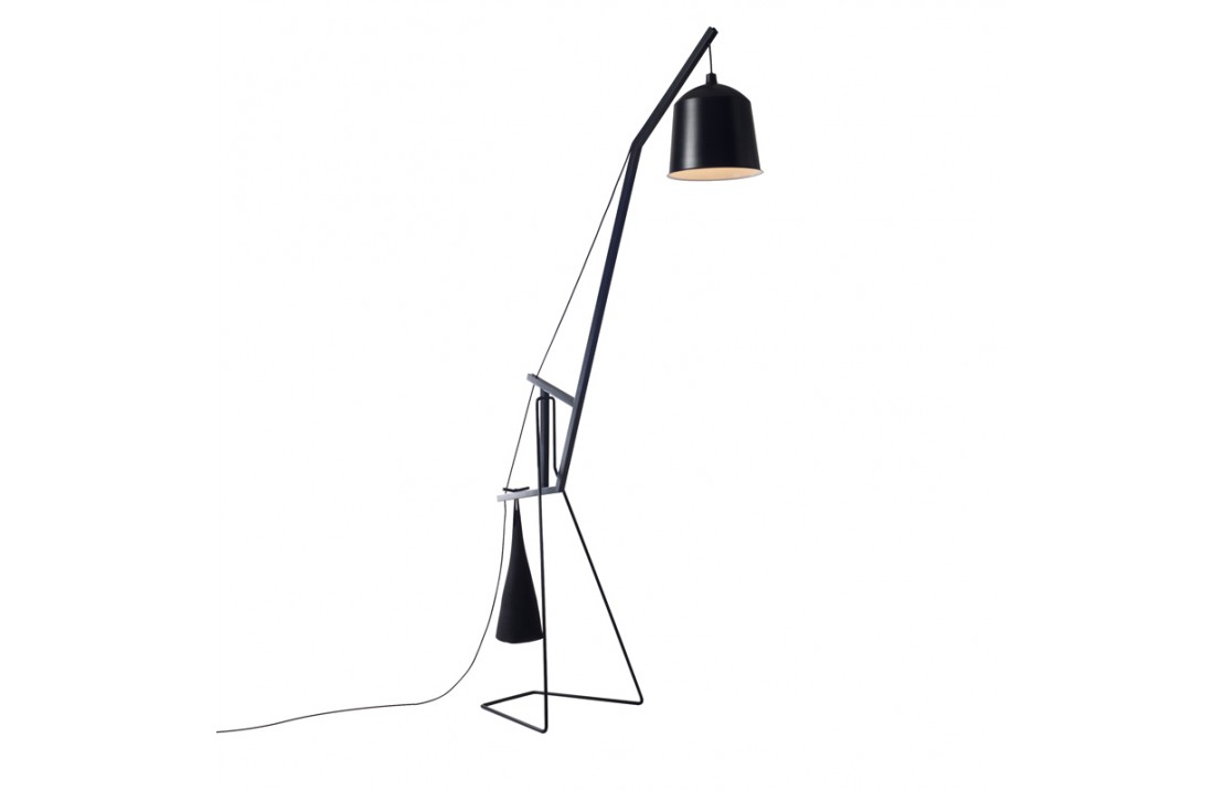 Floor Lamp with metal and wood frame