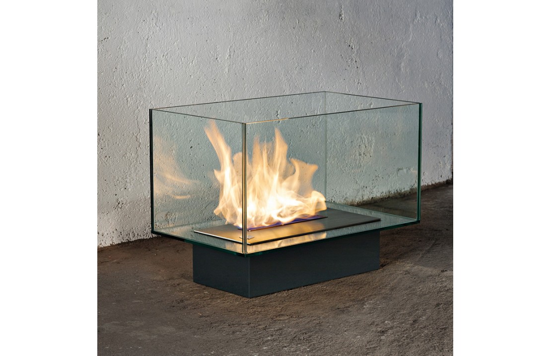 Floor bio-fireplace in glass and steel - Teka