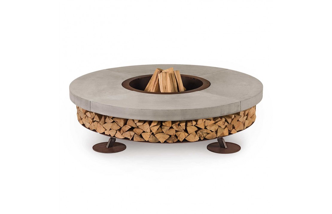 Ercole Concrete burning fire pit in concrete and steel