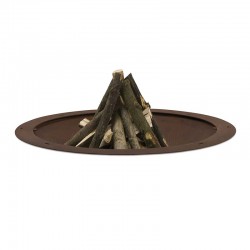 Hole countersunk wood-burning fire pit in steel