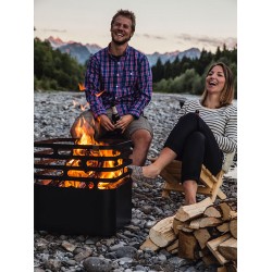 Cube barbecue/brazier/stool in steel