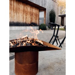 Ellipse barbecue/brazier in corten steel
