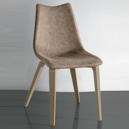 Wooden chair with padded eco-leather seat -Maiorca