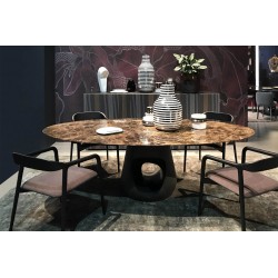 Tavolo ovale marmo e cemento - Barbara