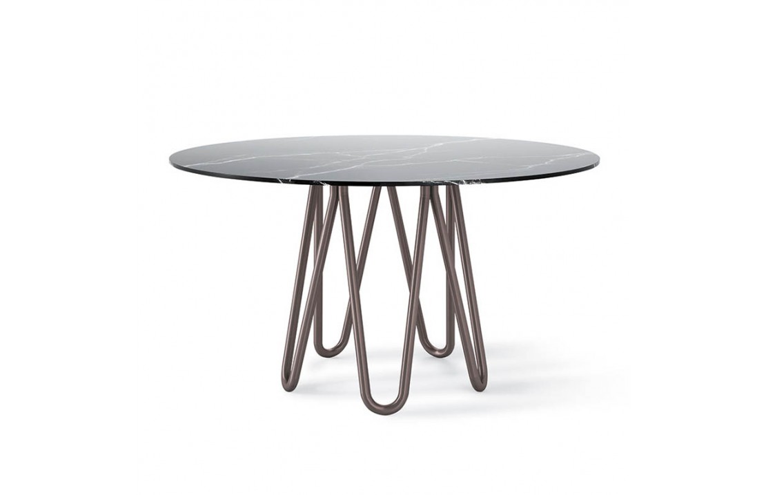 Round table in metal and marble - Meduse