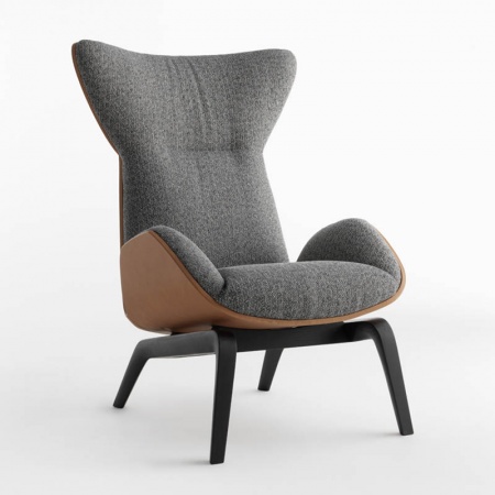 Armchair in solid wood and leather - Soho