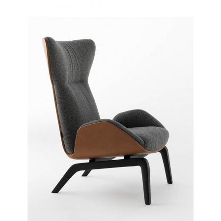 Armchair in solid wood and leather - Soho