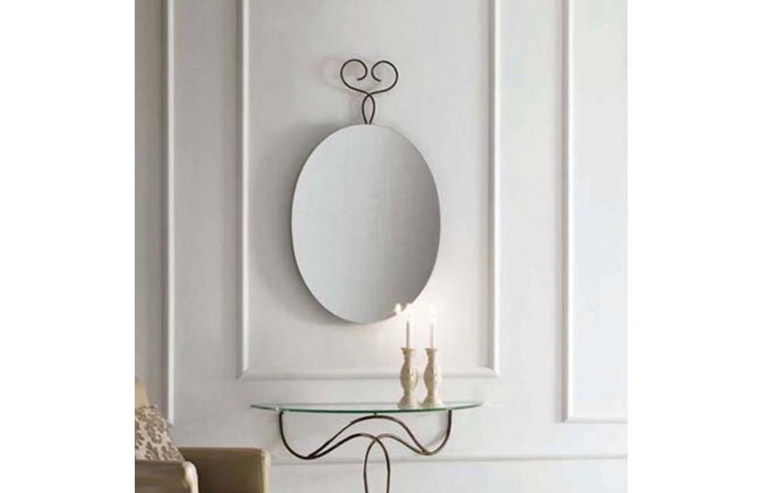 Oval mirror in glass and metal - Nilo