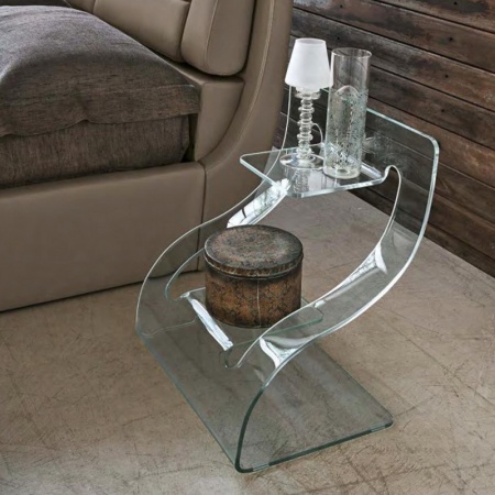 Bedside table in transparent glass - Atlas