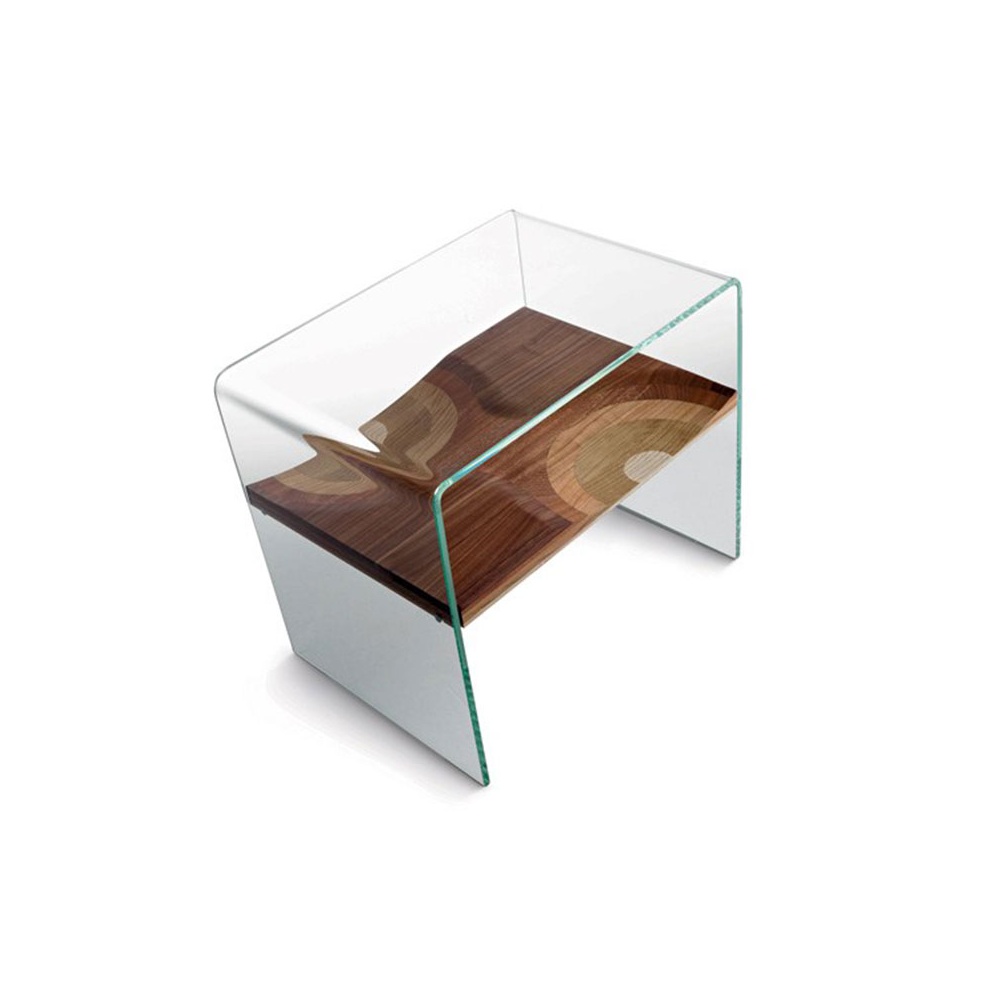 Bifronte bedside / coffee table in wood and glass
