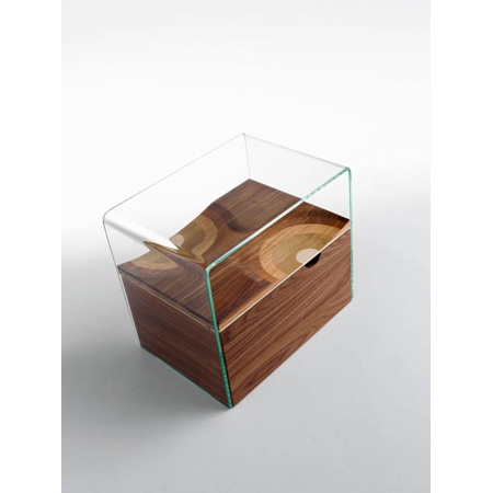Comodino / tavolino in legno e vetro - Bifronte