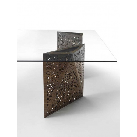 Meeting table in glass and wood Riddled