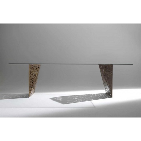 Meeting table in glass and wood Riddled