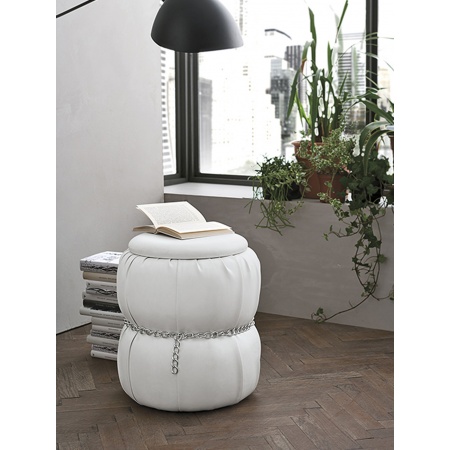 Pouf with container in eco-leather corda- Pascià