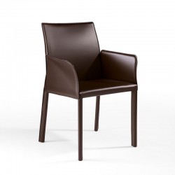 XL sedia rivestita in cuoio con braccioli