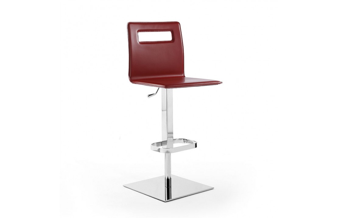 Stool adjustable height in leather and steel - Duck