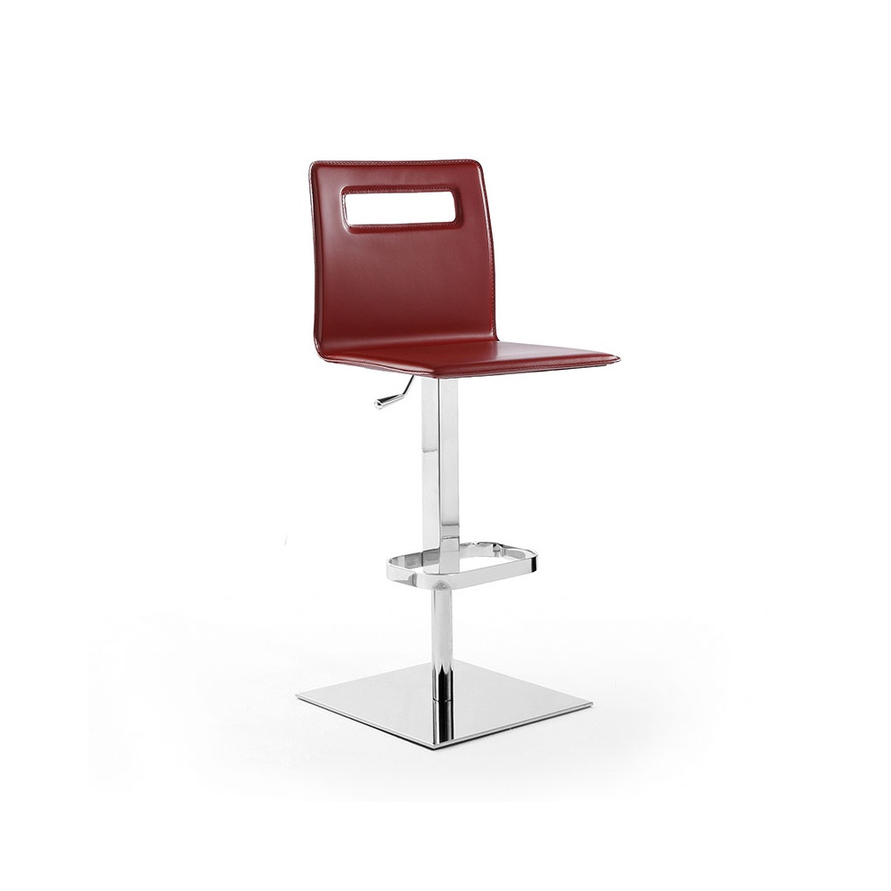 Stool adjustable height in leather and steel - Duck