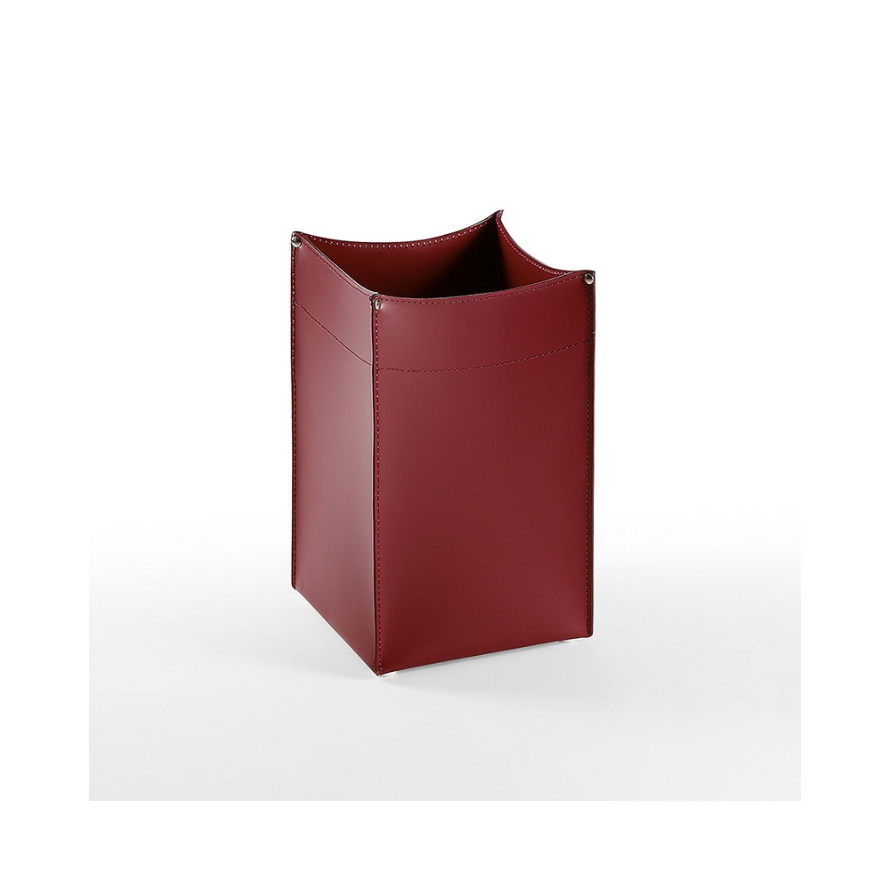 Soul square wastepaper basket in leather