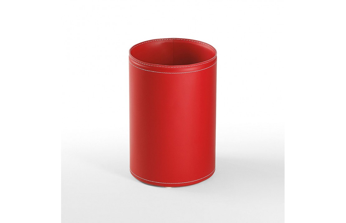 Soul round wastepaper basket in leather