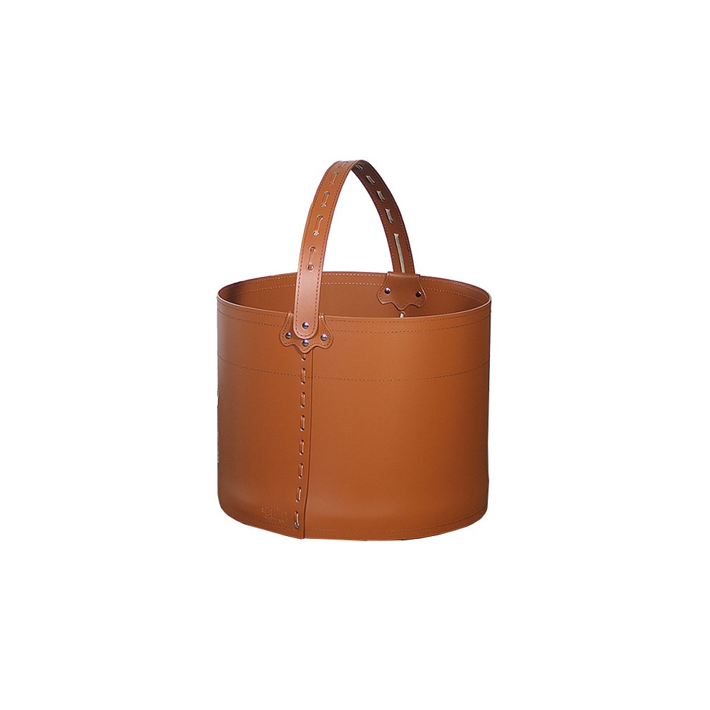 Storage bucket in leather with wheels -Frine