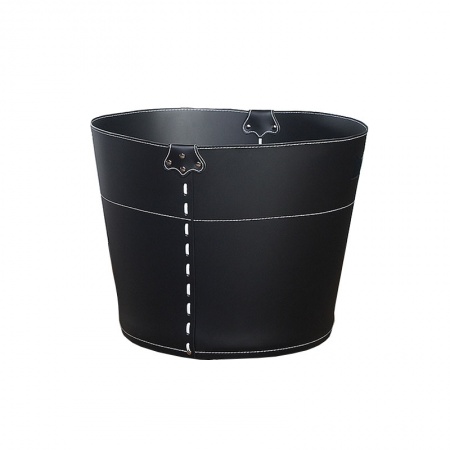 Container basket in leather on wheels - Cesto