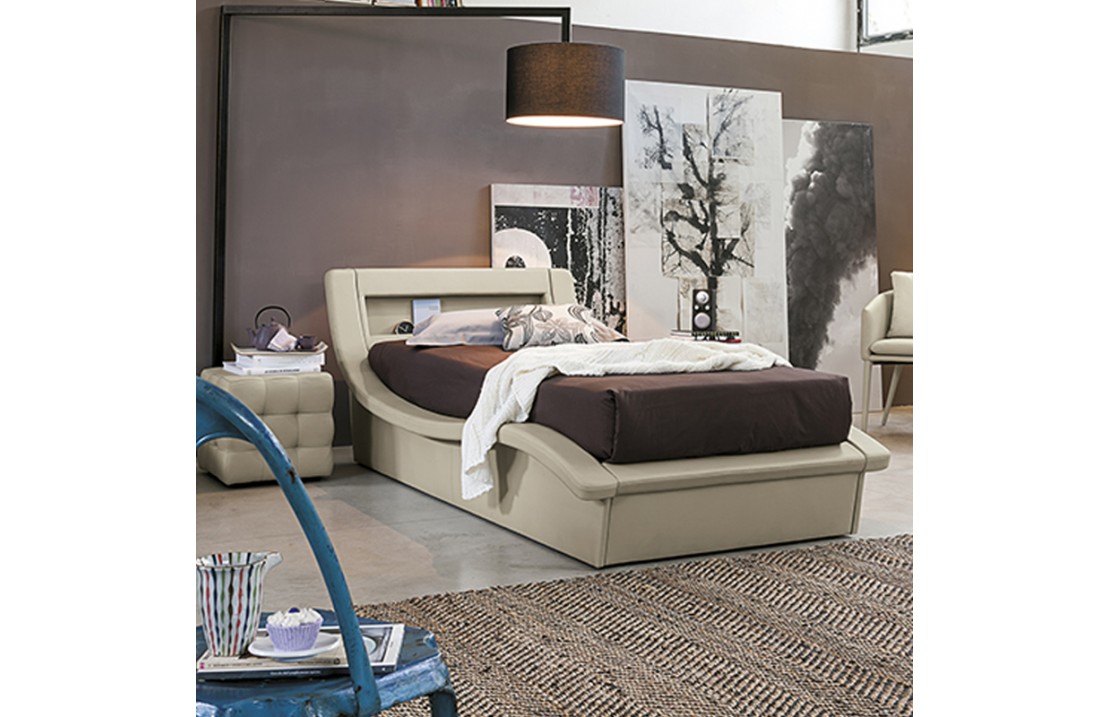 Padded single bed in eco-leather -Sardegna