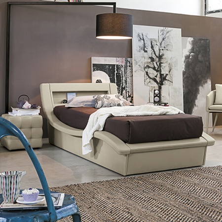 Padded single bed in eco-leather -Sardegna