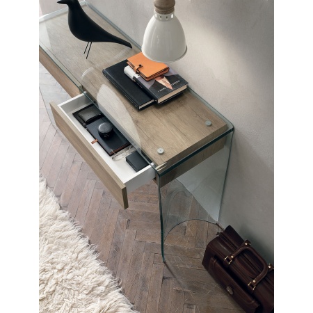 Glass console w/wood drawers - Escape