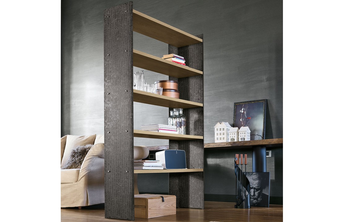 Bookcase in metal and wood -Linear 90