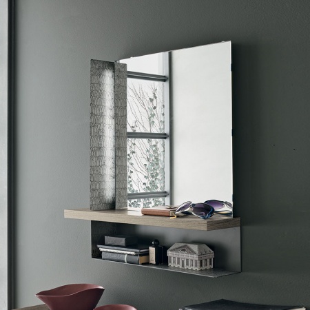 Mirror with wood shelf - Modus