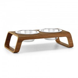 Double bowl for cat and dog in wood - Desco