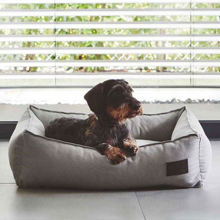 Duo dog bed in fabric and velvet