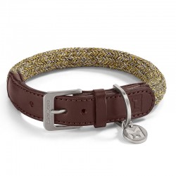 Lucca dog collar in cotton and leather