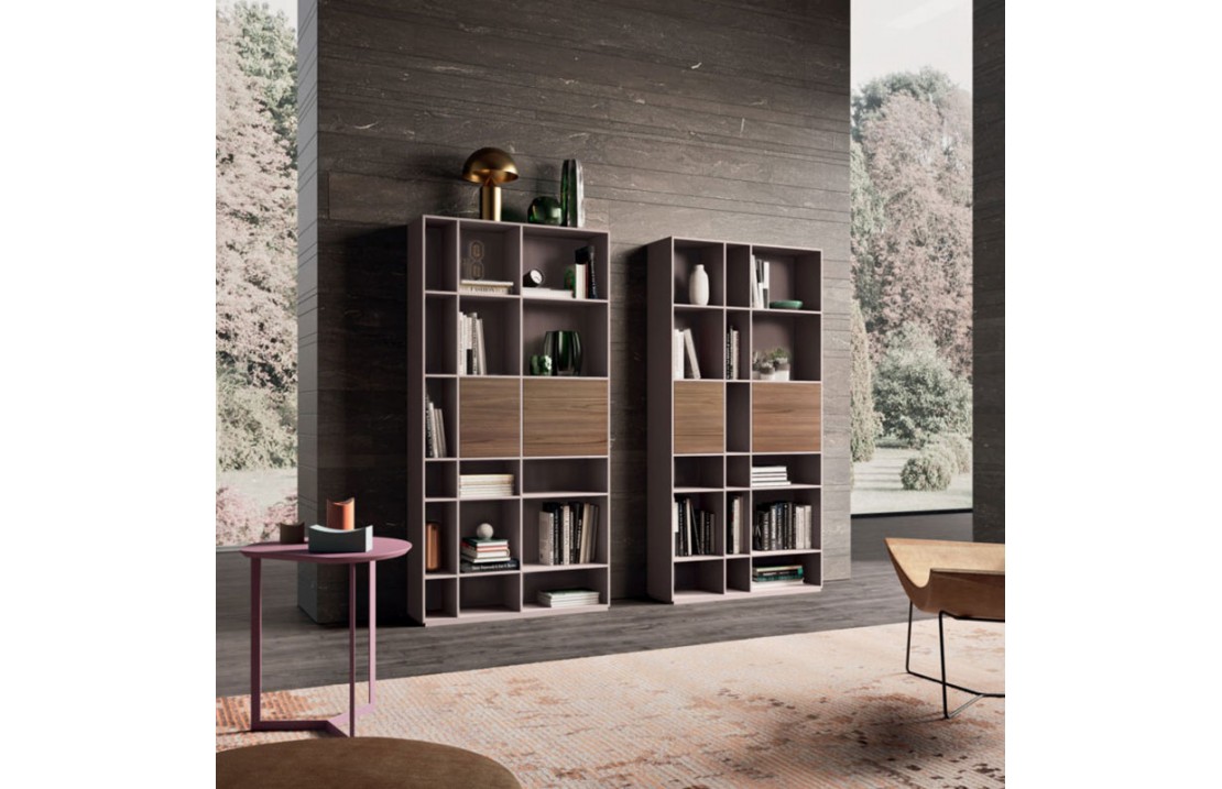 Wall modular lacquered bookcase