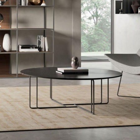 Aster 02 round coffee table with lacquered, veneered or marble