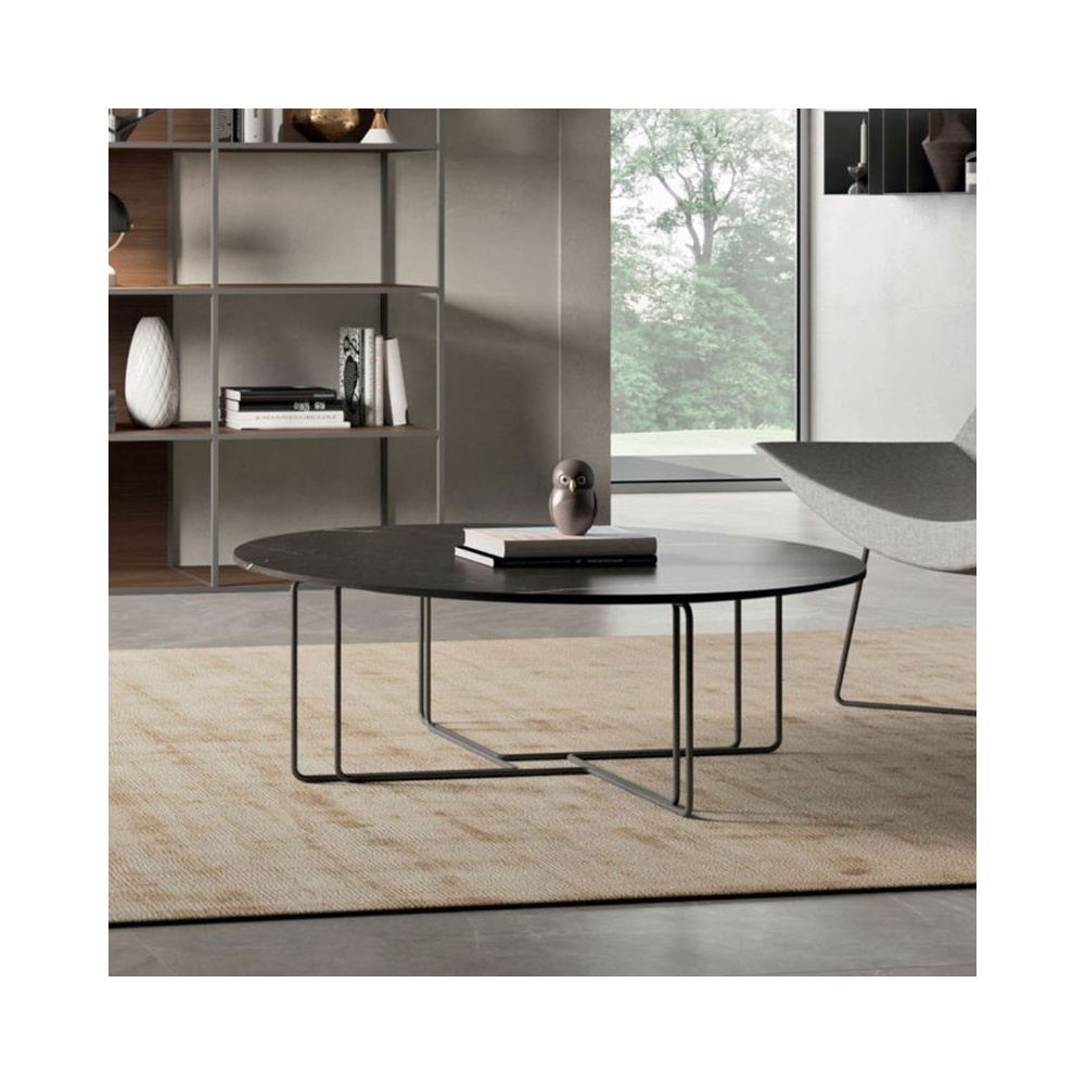 Aster 02 round coffee table with lacquered, veneered or marble