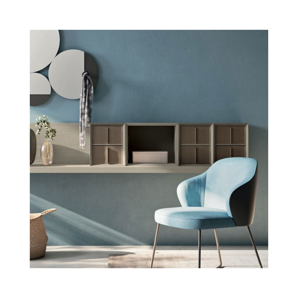 Strema modular shelf with open compartments and drawers