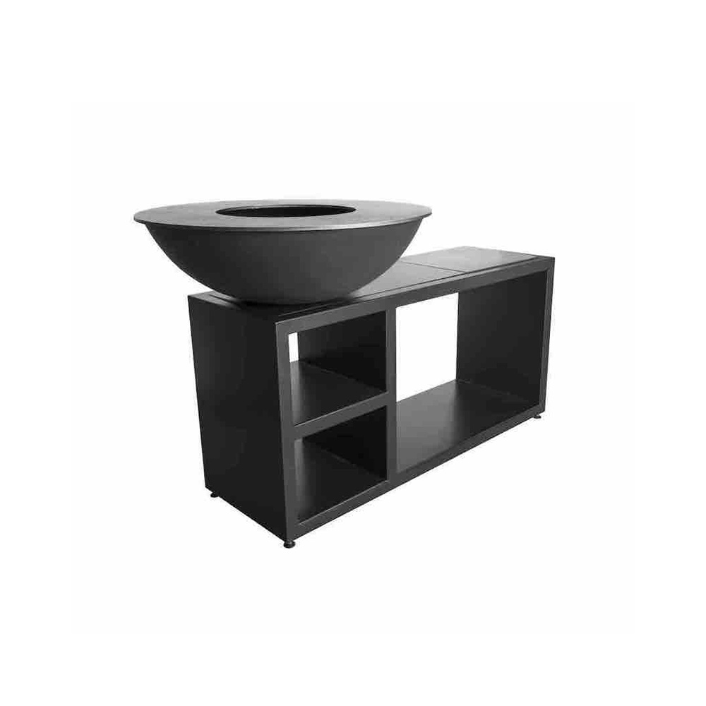 Barbecue in corten or black steel with cabinet - Piatto