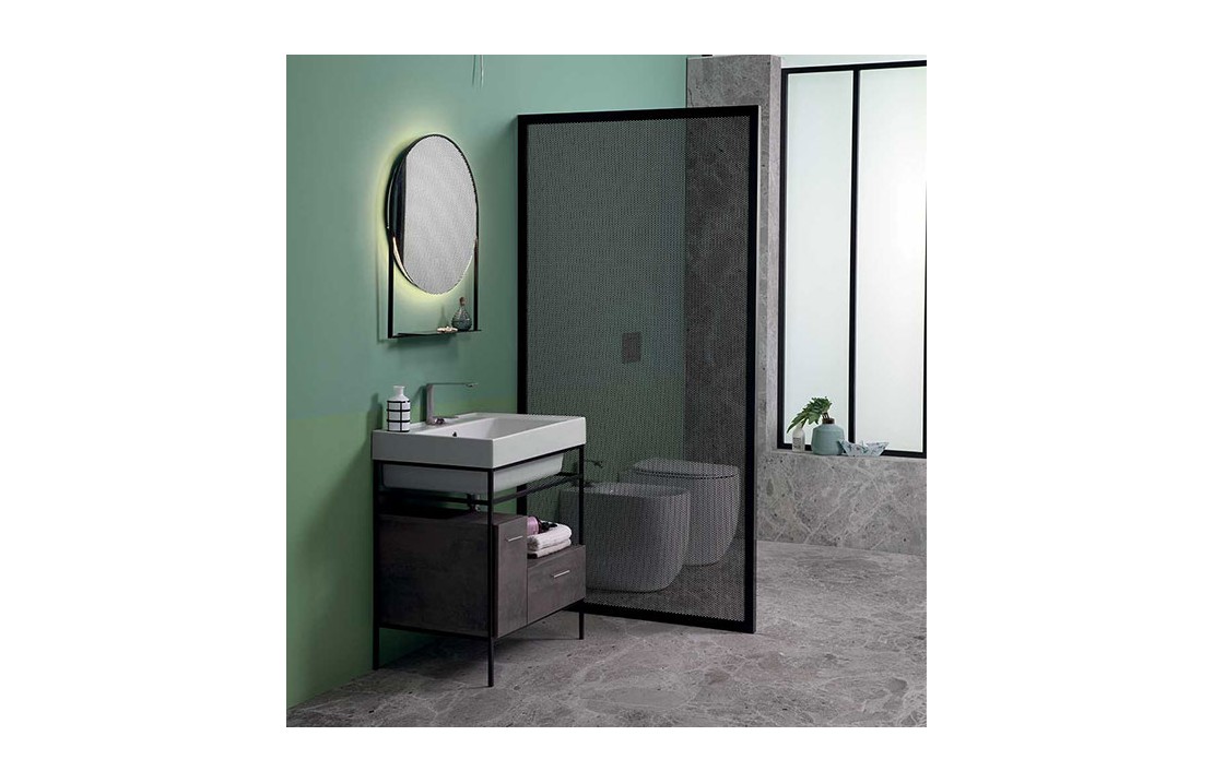 Composizione bagno con mobile lavabo e specchio - Trix 2