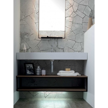 Bathroom composition with wall-mounted cabinet and sink -