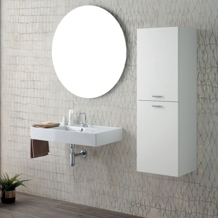 Bathroom composition with wall-mounted sink and column - Square