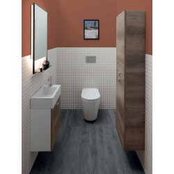Bathroom composition with small sink and wall-mounted cabinets