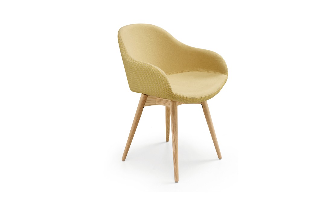 Upholstered chair with wooden legs - Sonny