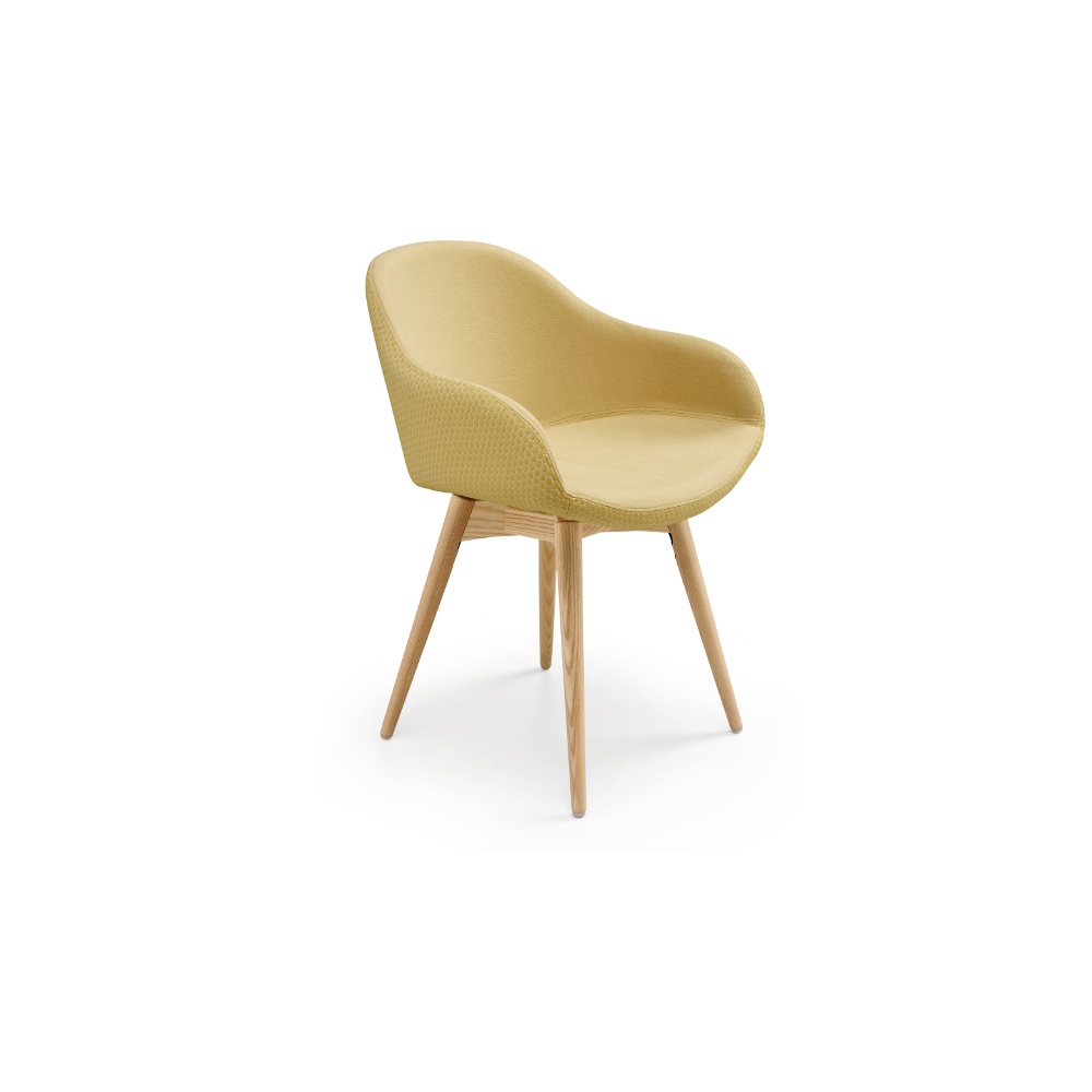 Upholstered chair with wooden legs - Sonny