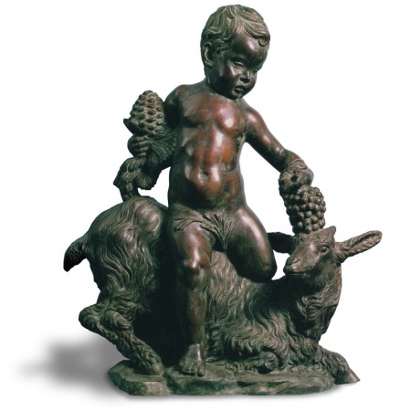 PUTTO ON A GOAT, ORIGINAL BY THE SCULPTOR VALMORE GEMIGNANI.
