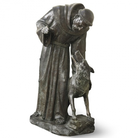 SAINT FRANCIS WITH A WOLF, ORIGINAL BY THE SCULPTOR GIOVANNI