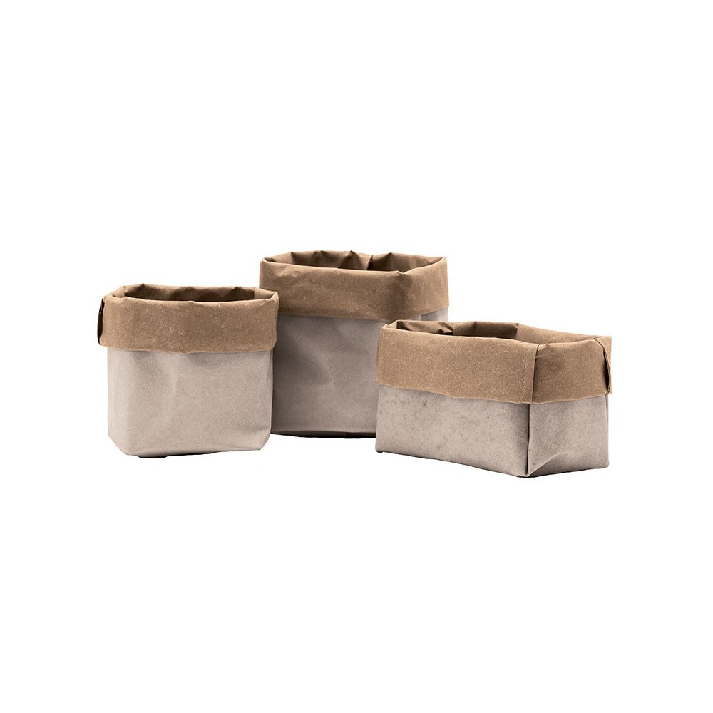 Set of 3 container in leather - Iole Storage Baskets