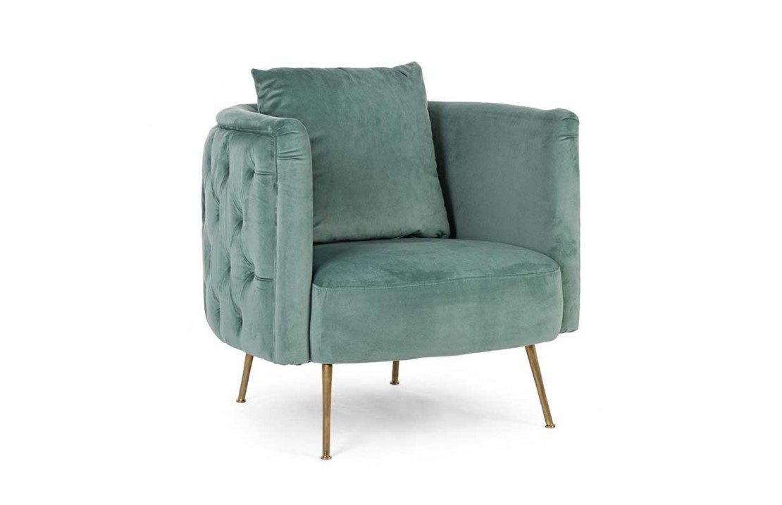 Quilted armchair in velvet - Tenbury