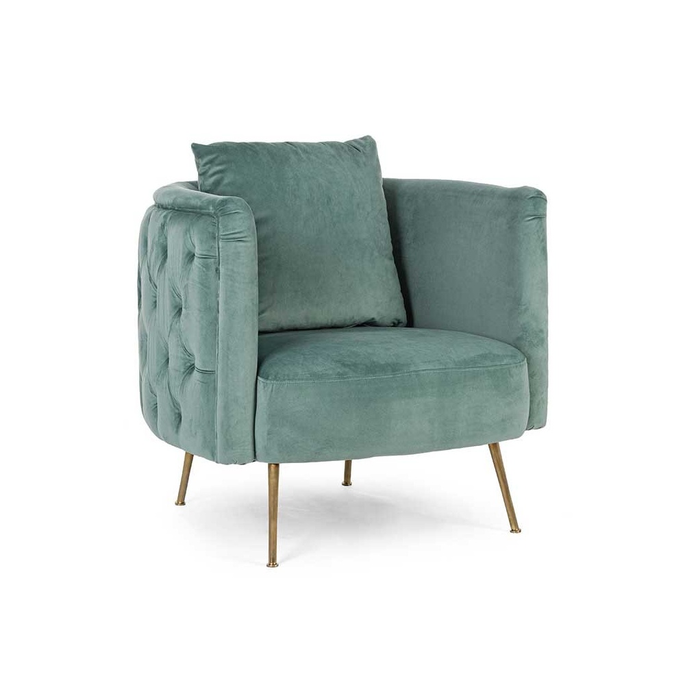 Quilted armchair in velvet - Tenbury