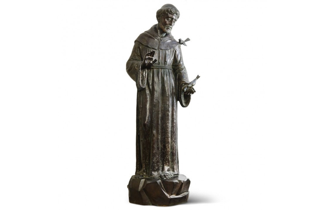 Statua in bronzo - San Francesco con Uccellini
